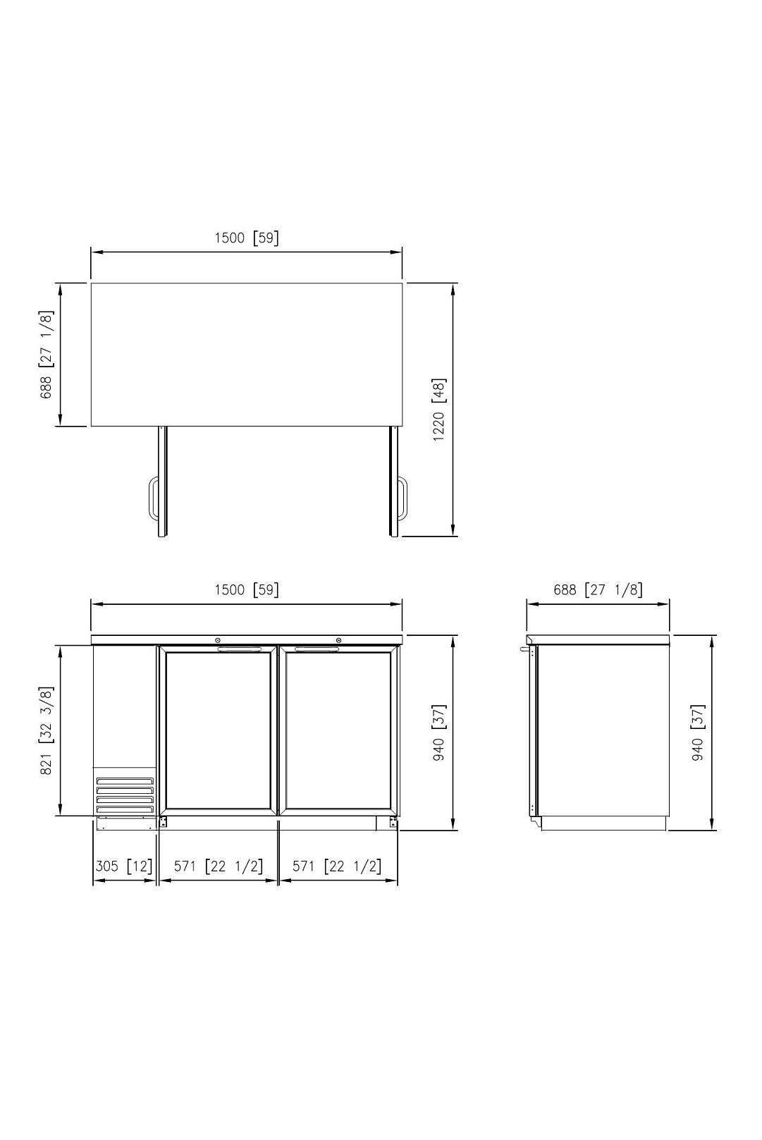FBB-59BG* GLASS DOOR BLACK BACK BAR CHILLER