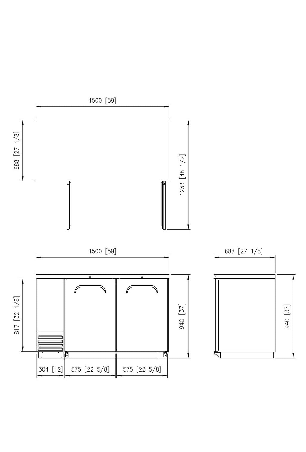 FBB-59B* SOLID DOOR BLACK BACK BAR CHILLER