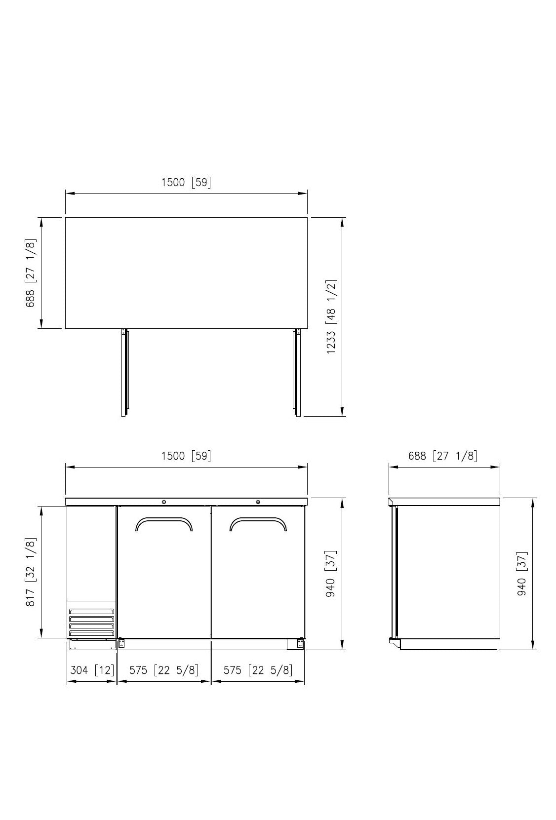 FBB-59B* SOLID DOOR BLACK BACK BAR CHILLER