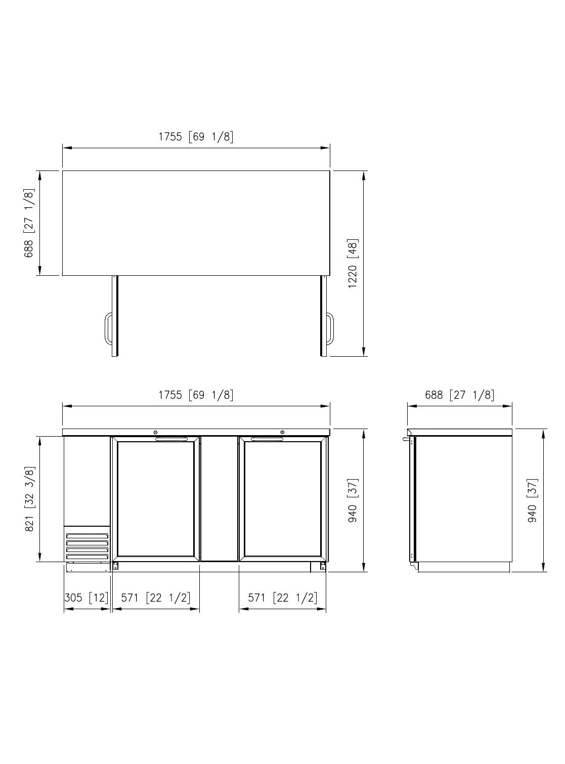 FBB-69BG* GLASS DOOR BLACK BACK BAR CHILLER