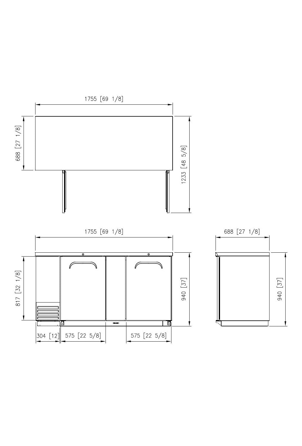 FBB-69B* SOLID DOOR BLACK BACK BAR CHILLER