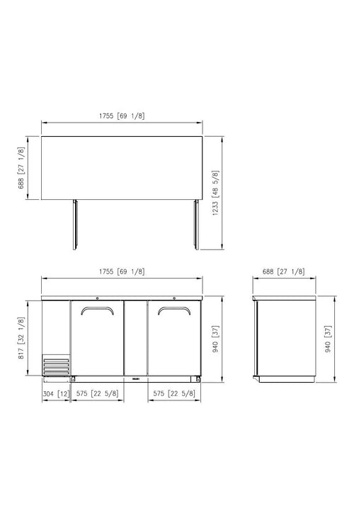 FBB-69B* SOLID DOOR BLACK BACK BAR CHILLER
