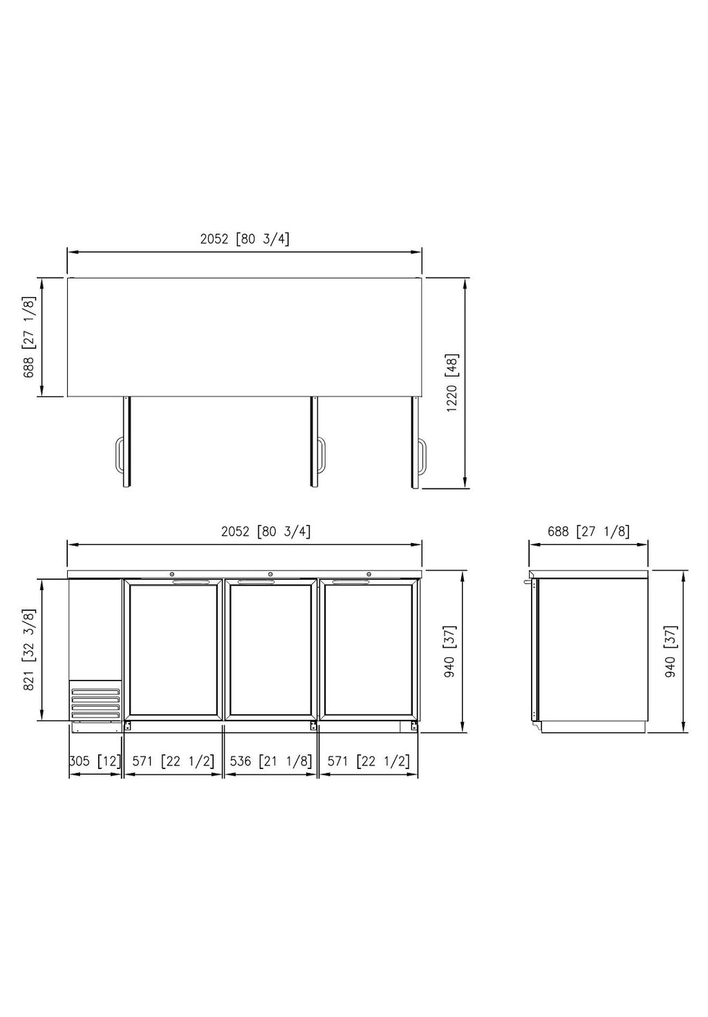 FBB-80BG* GLASS DOOR BLACK BACK BAR CHILLER