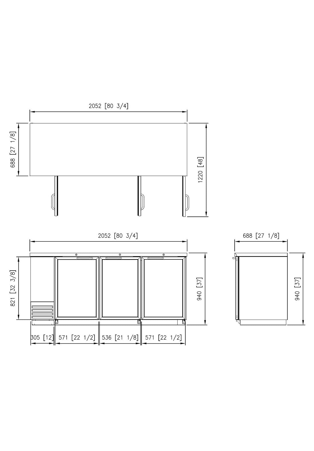 FBB-80BG* GLASS DOOR BLACK BACK BAR CHILLER