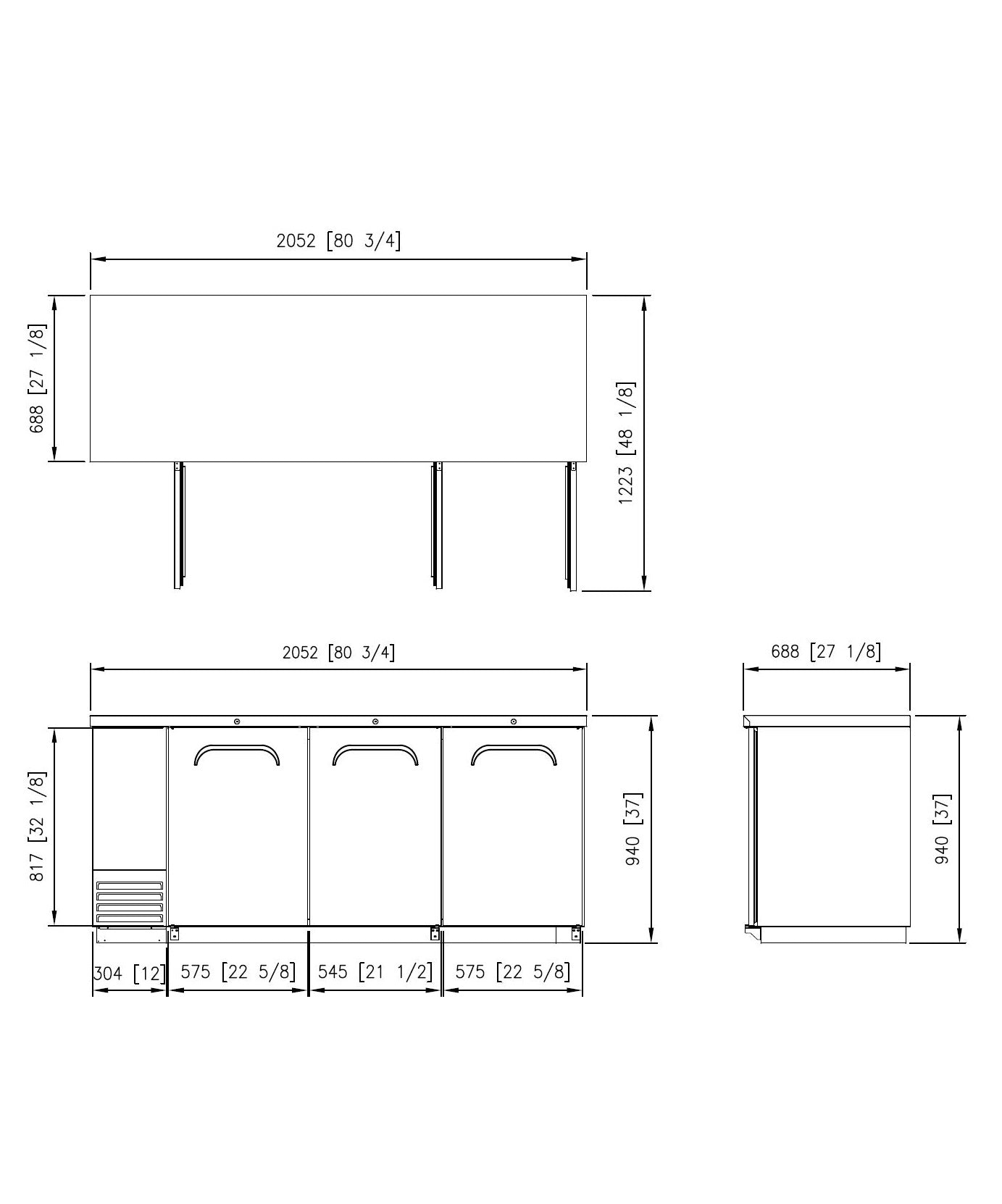 FBB-80B* SOLID DOOR BLACK BACK BAR CHILLER