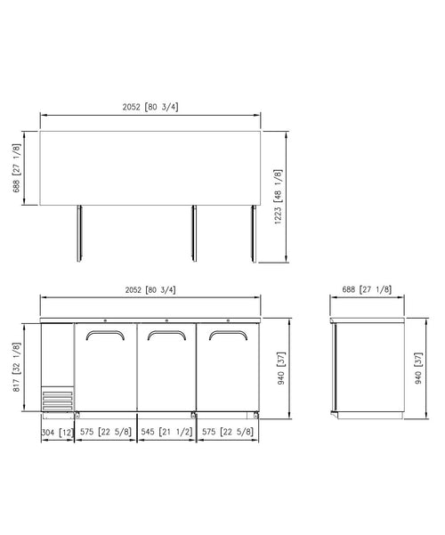 FBB-80B* SOLID DOOR BLACK BACK BAR CHILLER