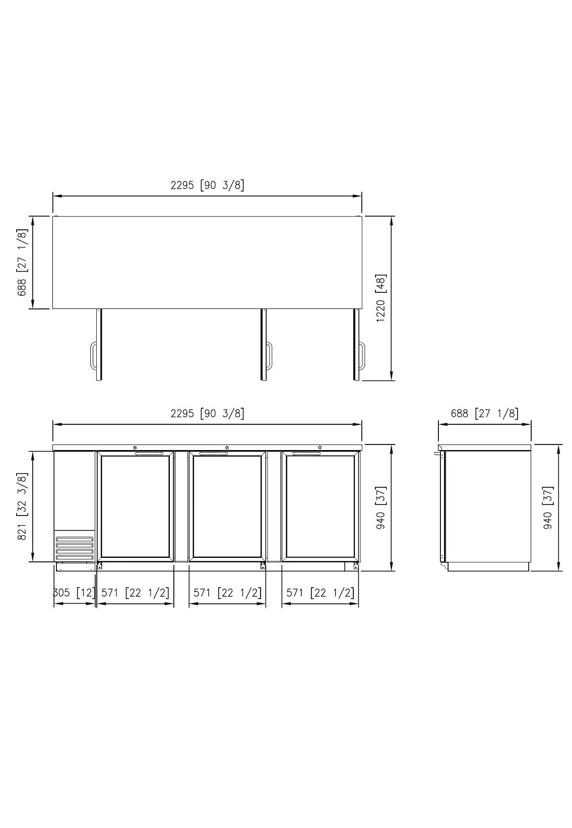 FBB-90BG* GLASS DOOR BLACK BACK BAR CHILLER