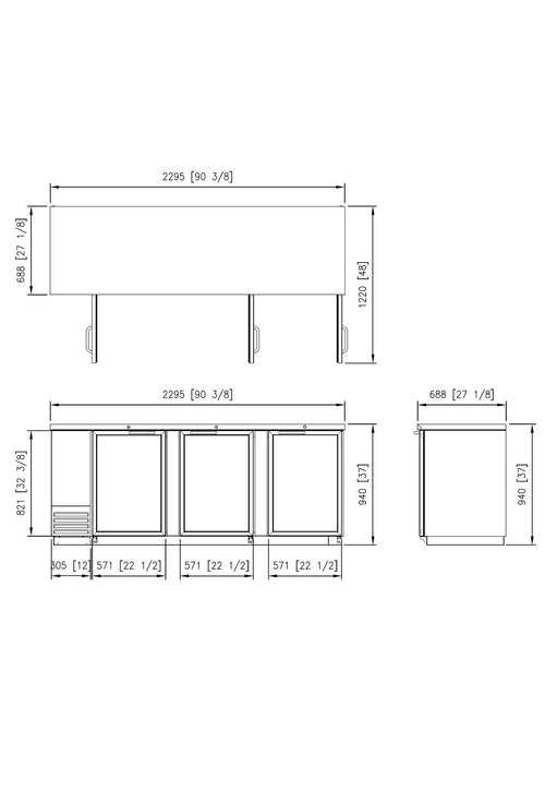 FBB-90BG* GLASS DOOR BLACK BACK BAR CHILLER