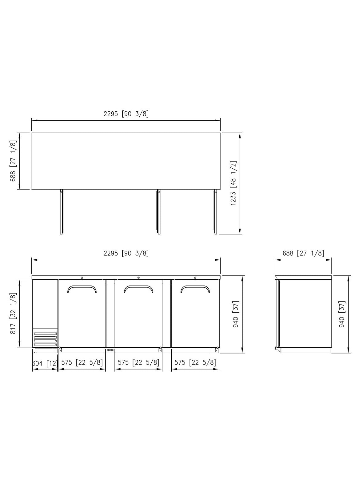 FBB-90B* SOLID DOOR BLACK BACK BAR CHILLER