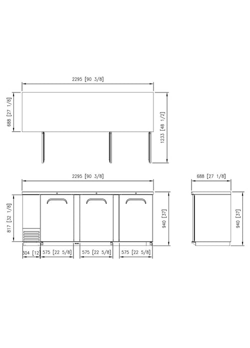 FBB-90B* SOLID DOOR BLACK BACK BAR CHILLER