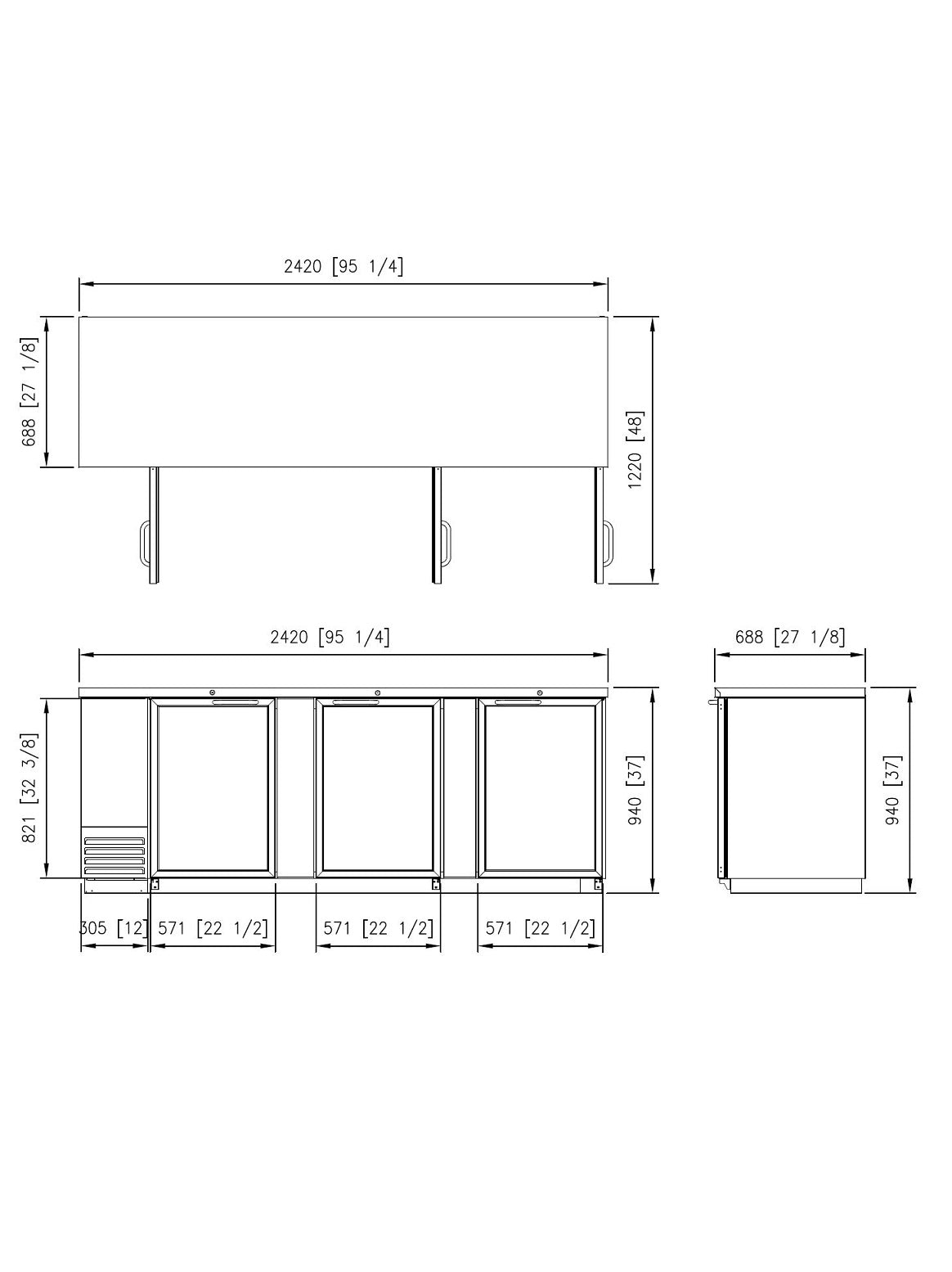 FBB-95BG* GLASS DOOR BLACK BACK BAR CHILLER