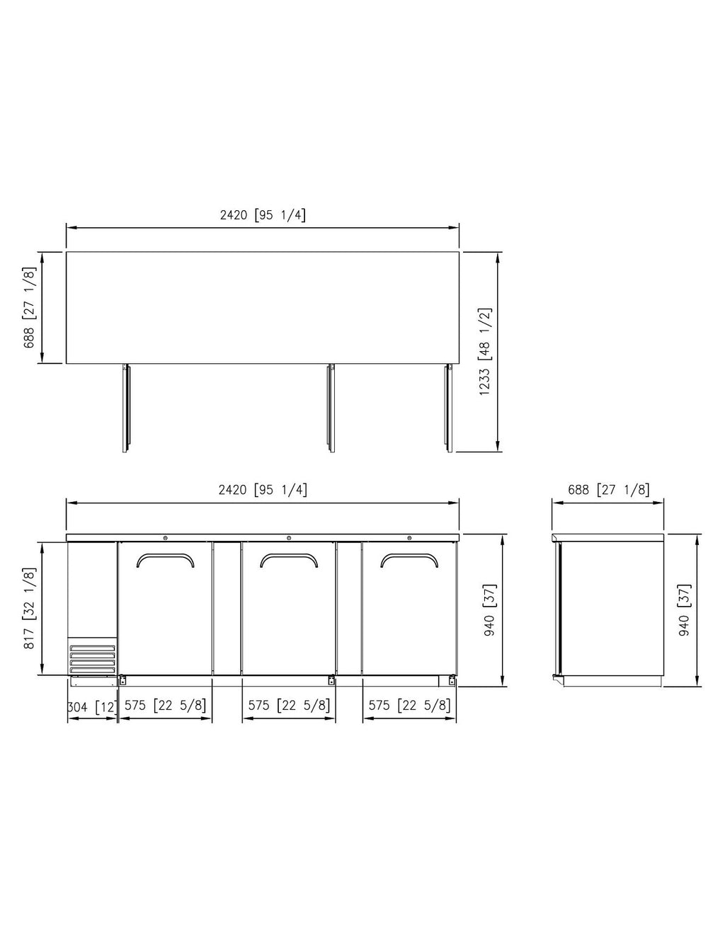 FBB-95B* SOLID DOOR BLACK BACK BAR CHILLER