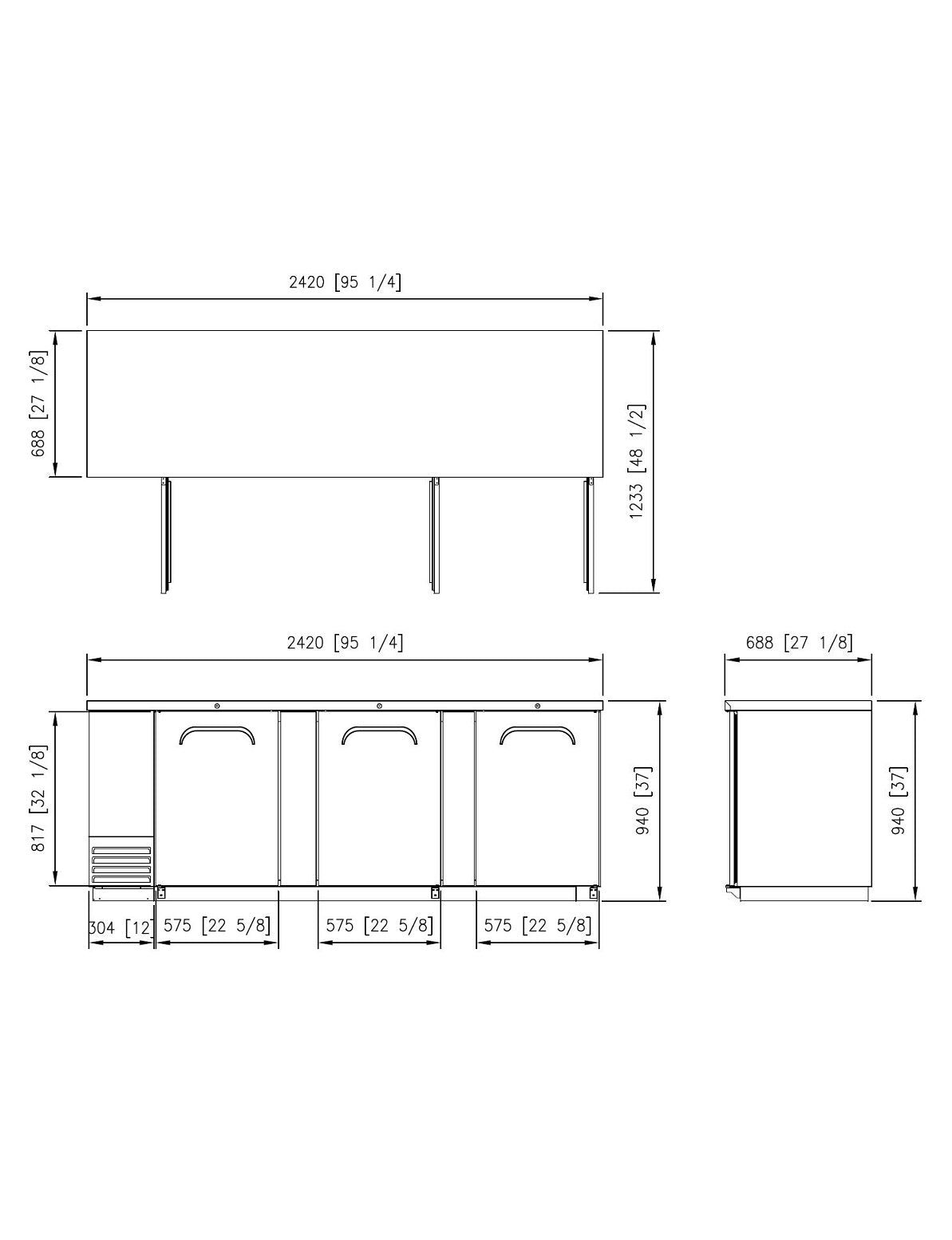 FBB-95B* SOLID DOOR BLACK BACK BAR CHILLER