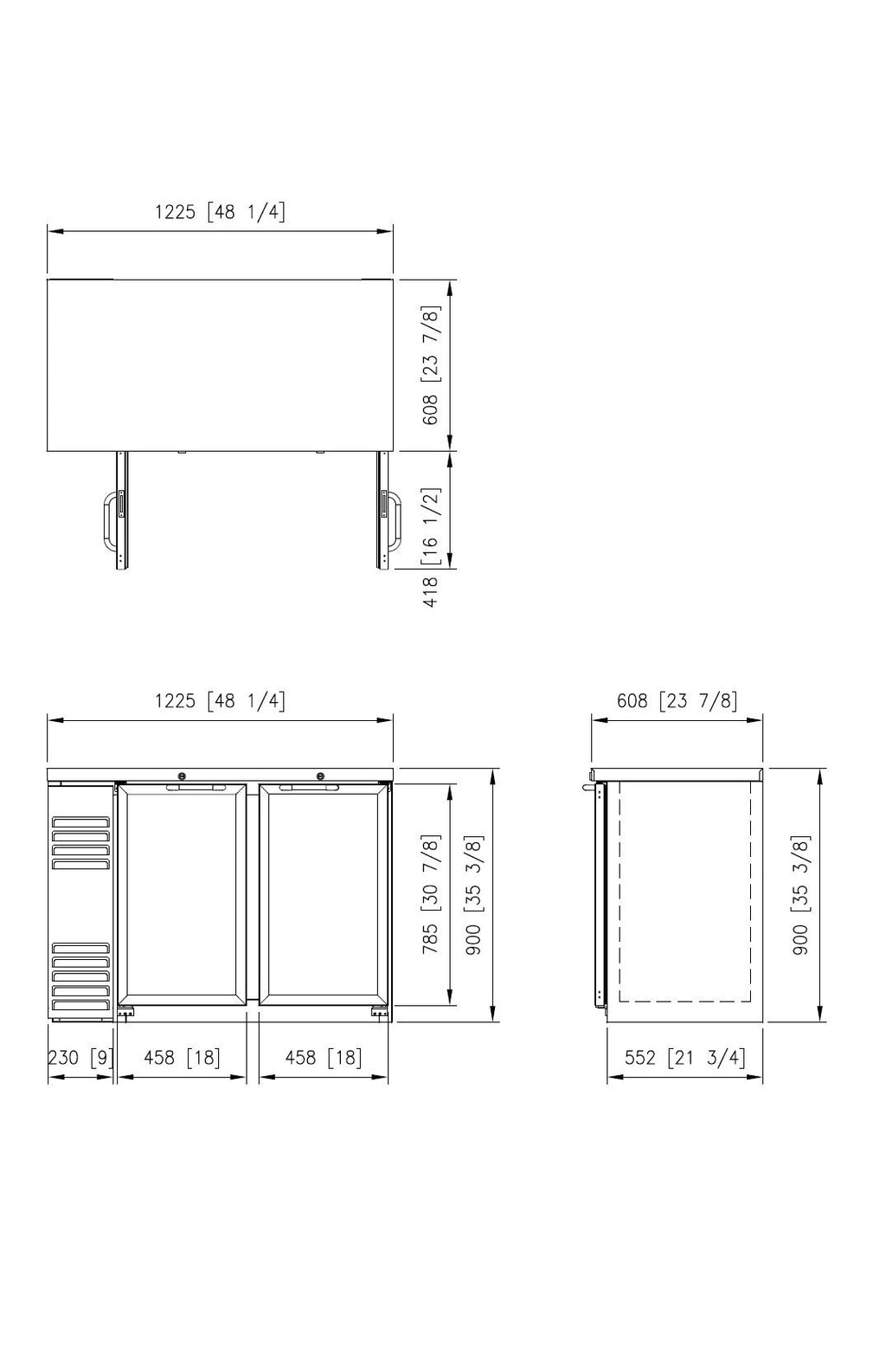 FNB-48BG GLASS DOOR BLACK BACK BAR CHILLER