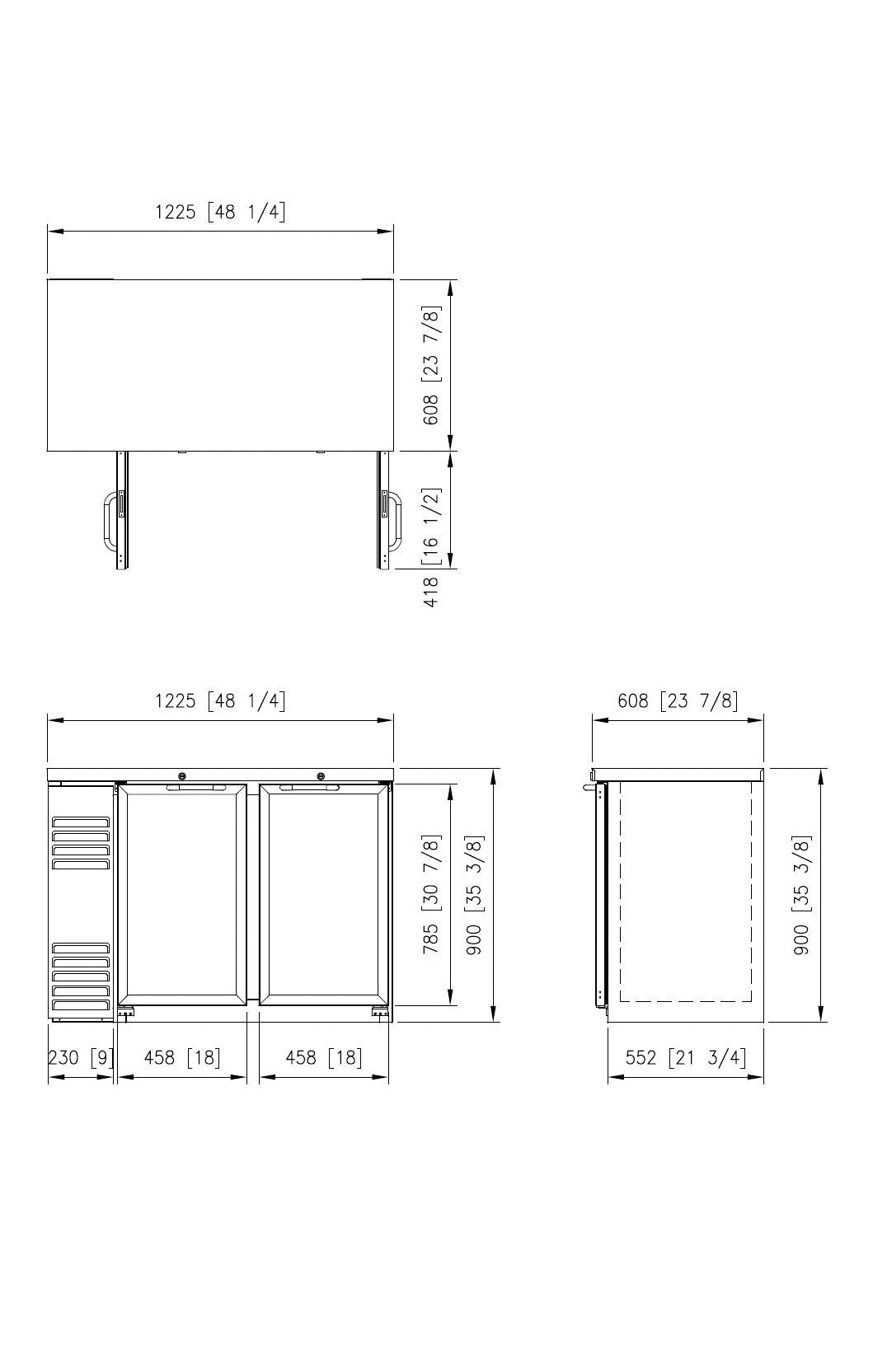 FNB-48BG GLASS DOOR BLACK BACK BAR CHILLER