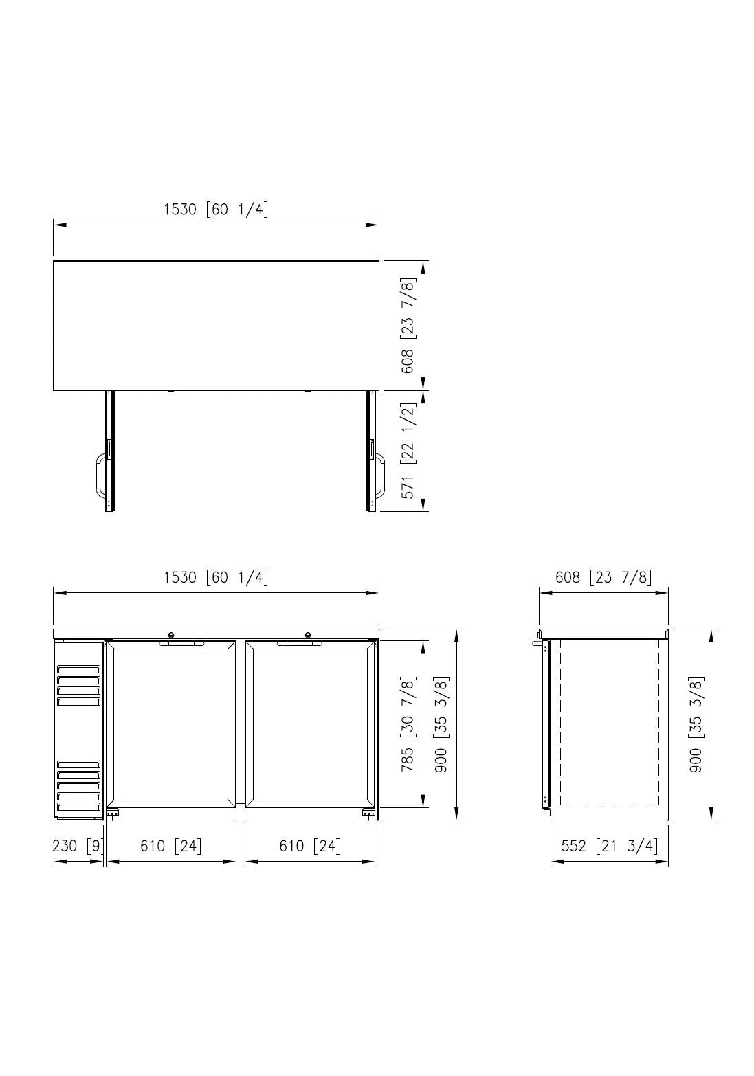 FNB-60BG GLASS DOOR BLACK BACK BAR CHILLER