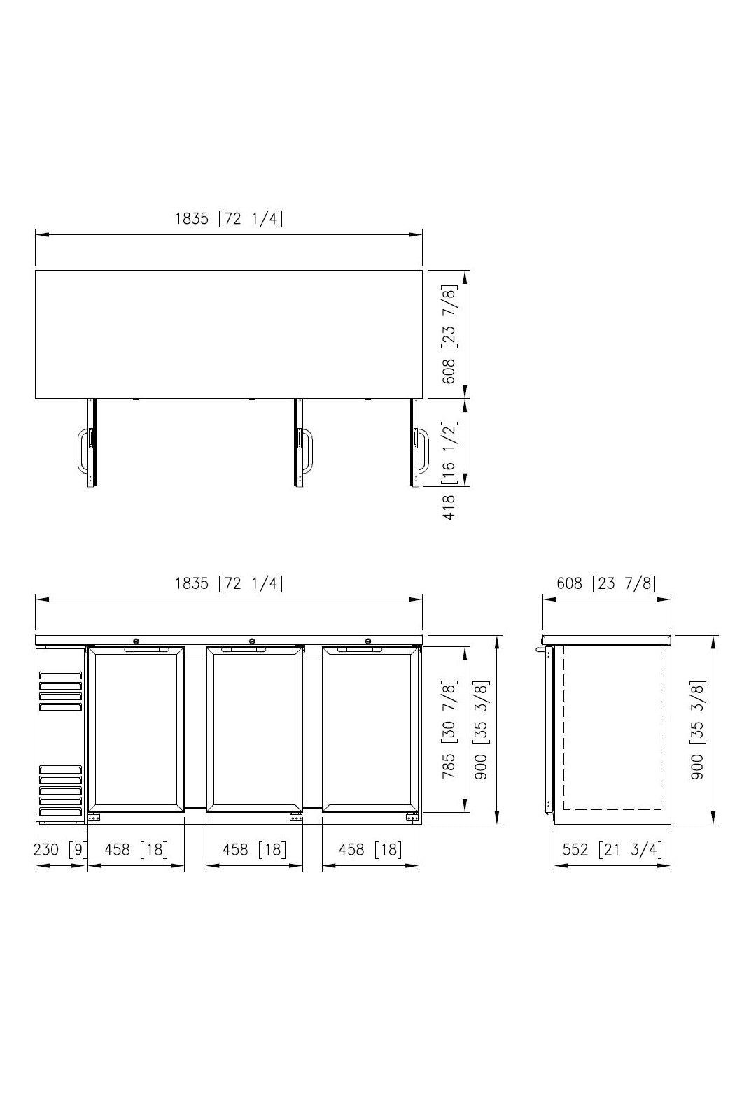 FNB-72BG GLASS DOOR BLACK BACK BAR CHILLER