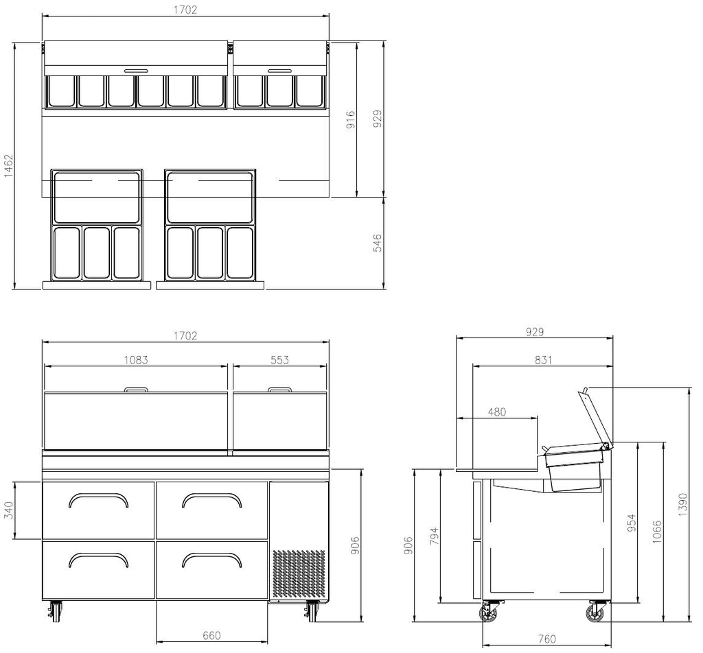 FPT-67-D4 Mega Deep Pizza Prep Table