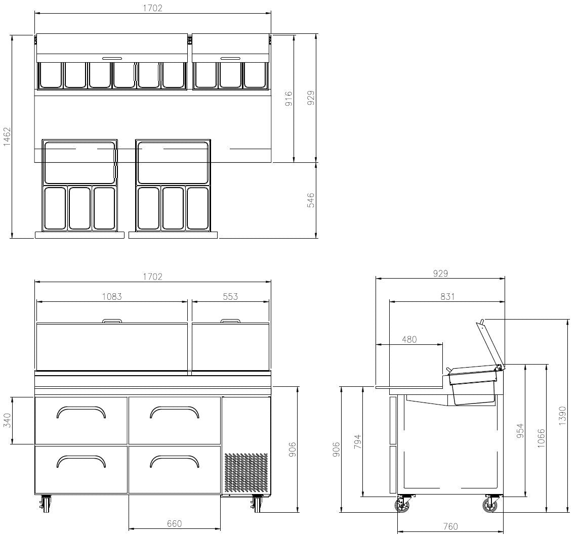 FPT-67-D4 Mega Deep Pizza Prep Table