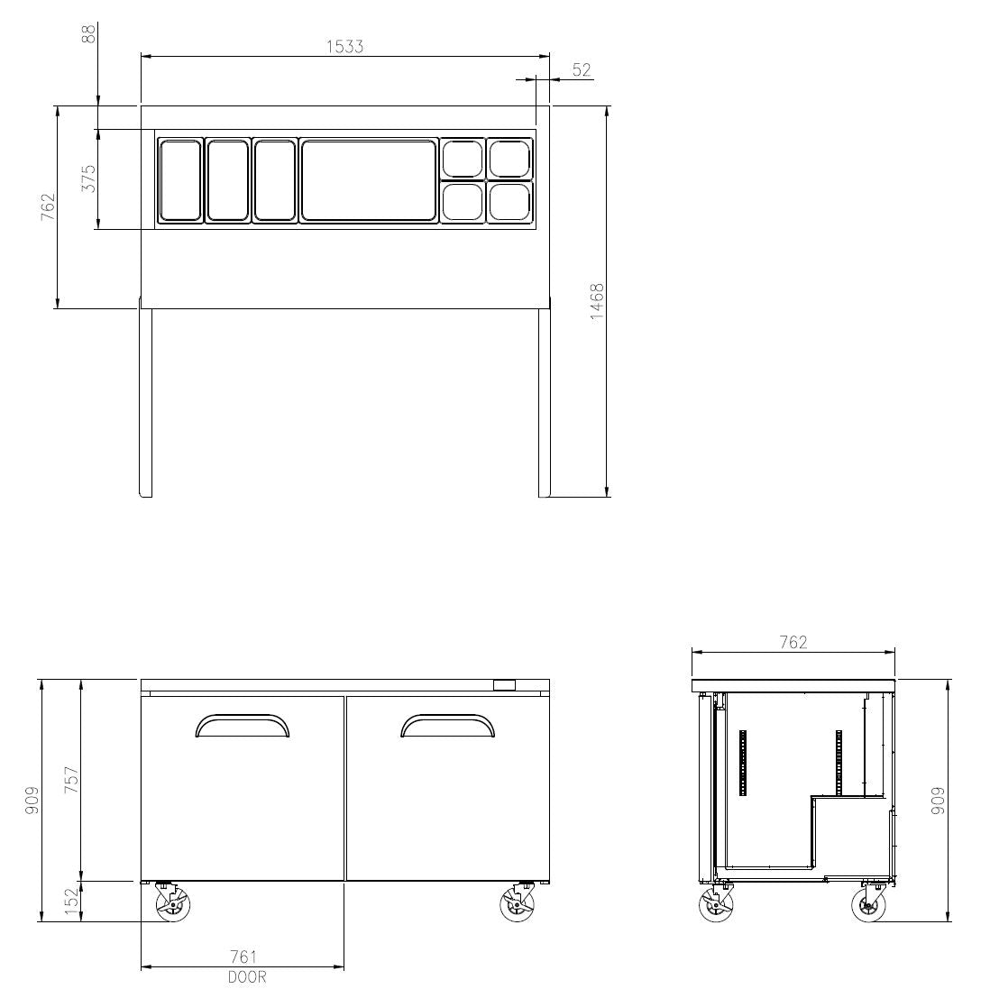 FST-60 Sliding lids over blown air well