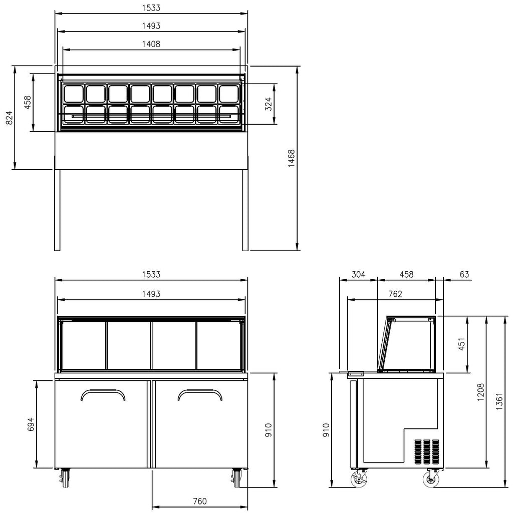 FSU-60GC Glass Canopy Sandwich & Noodle Bar