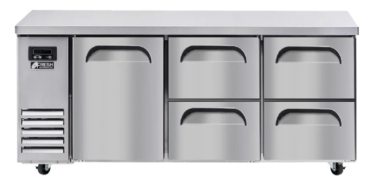 FT-1800R-D4* 1 DOOR AND 4 DRAWERS BENCH FRIDGE