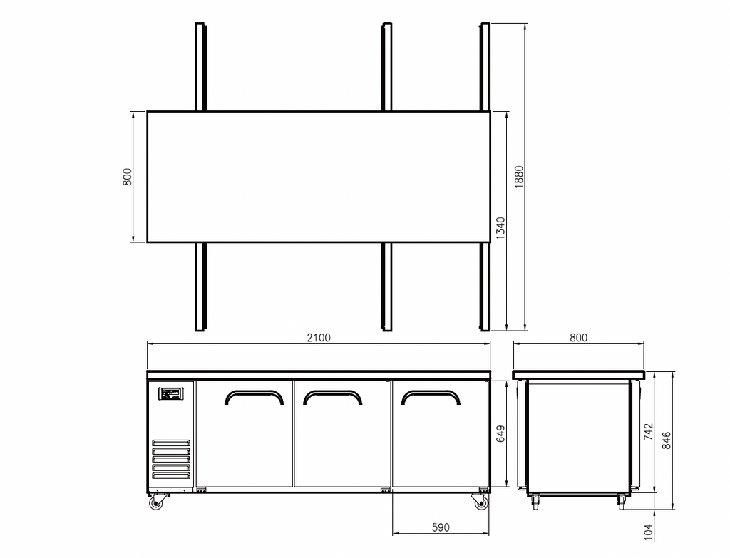 FT-2100R-PT SOLID DOOR PASS THROUGH BENCH FRIDGE