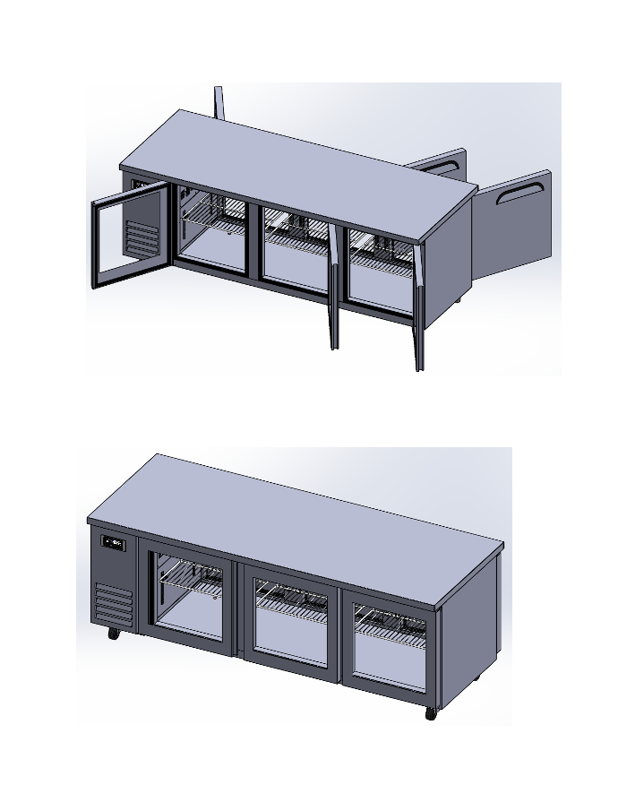 FT-2100RSG GLASS DOOR PASS THROUGH BENCH FRIDGE