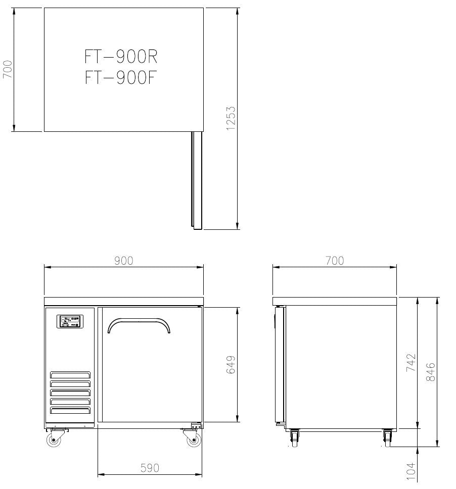 FT-900F 1 DOOR BENCH FREEZER
