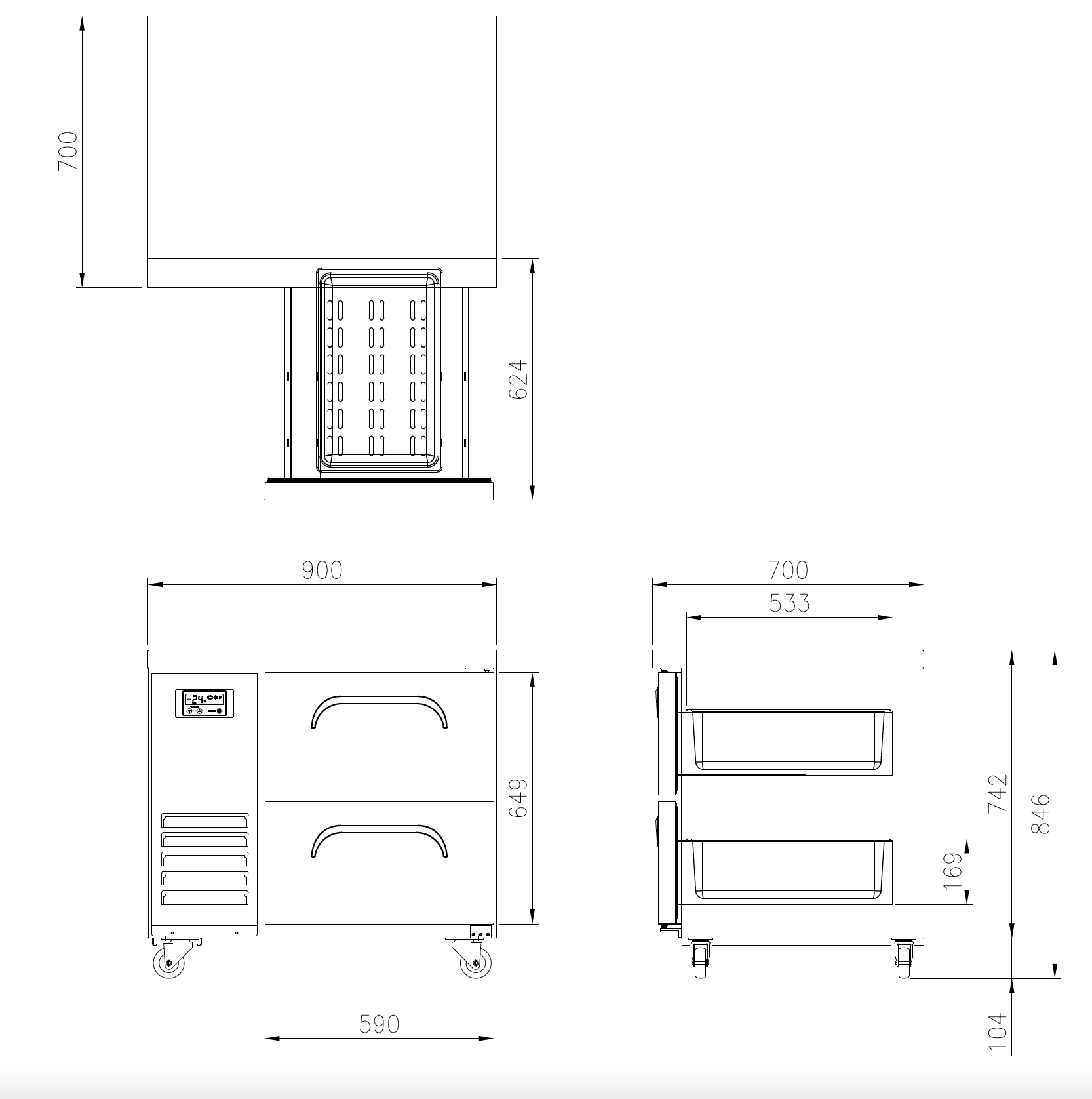 FT-900F-D2* 2 DRAWERS BENCH FREEZER