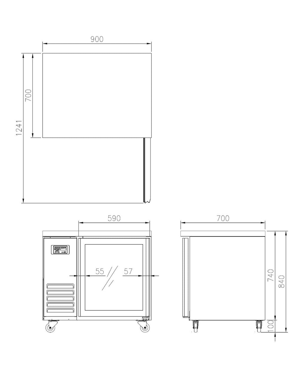 FT-900RG* GLASS DOOR BENCH FRIDGE