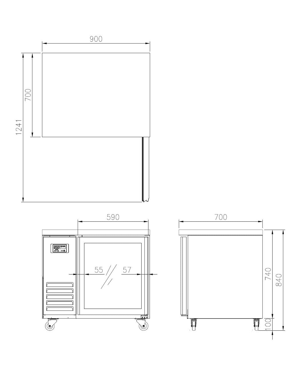 FT-900RG* GLASS DOOR BENCH FRIDGE