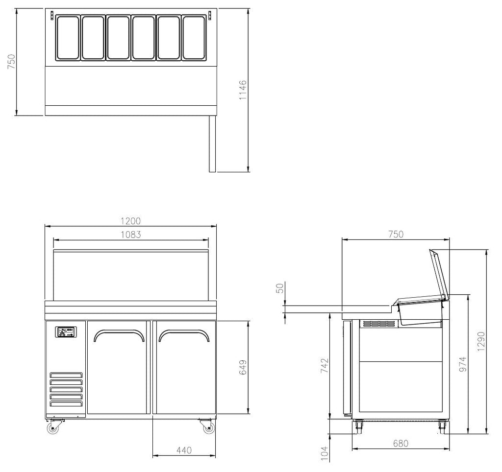 FTT-1200 Narrow Pizza Prep Table