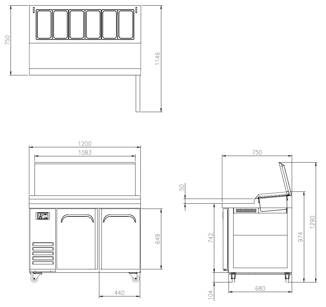 FTT-1200 Narrow Pizza Prep Table