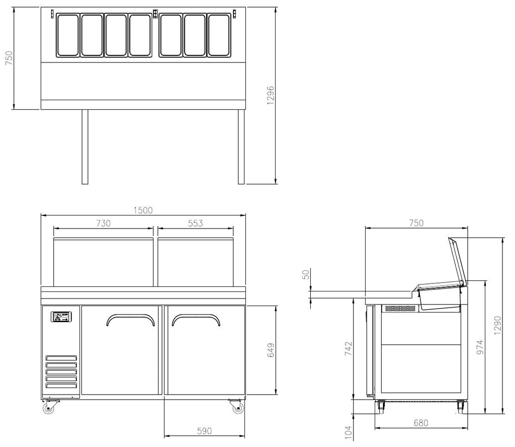 FTT-1500 Narrow Pizza Prep Table