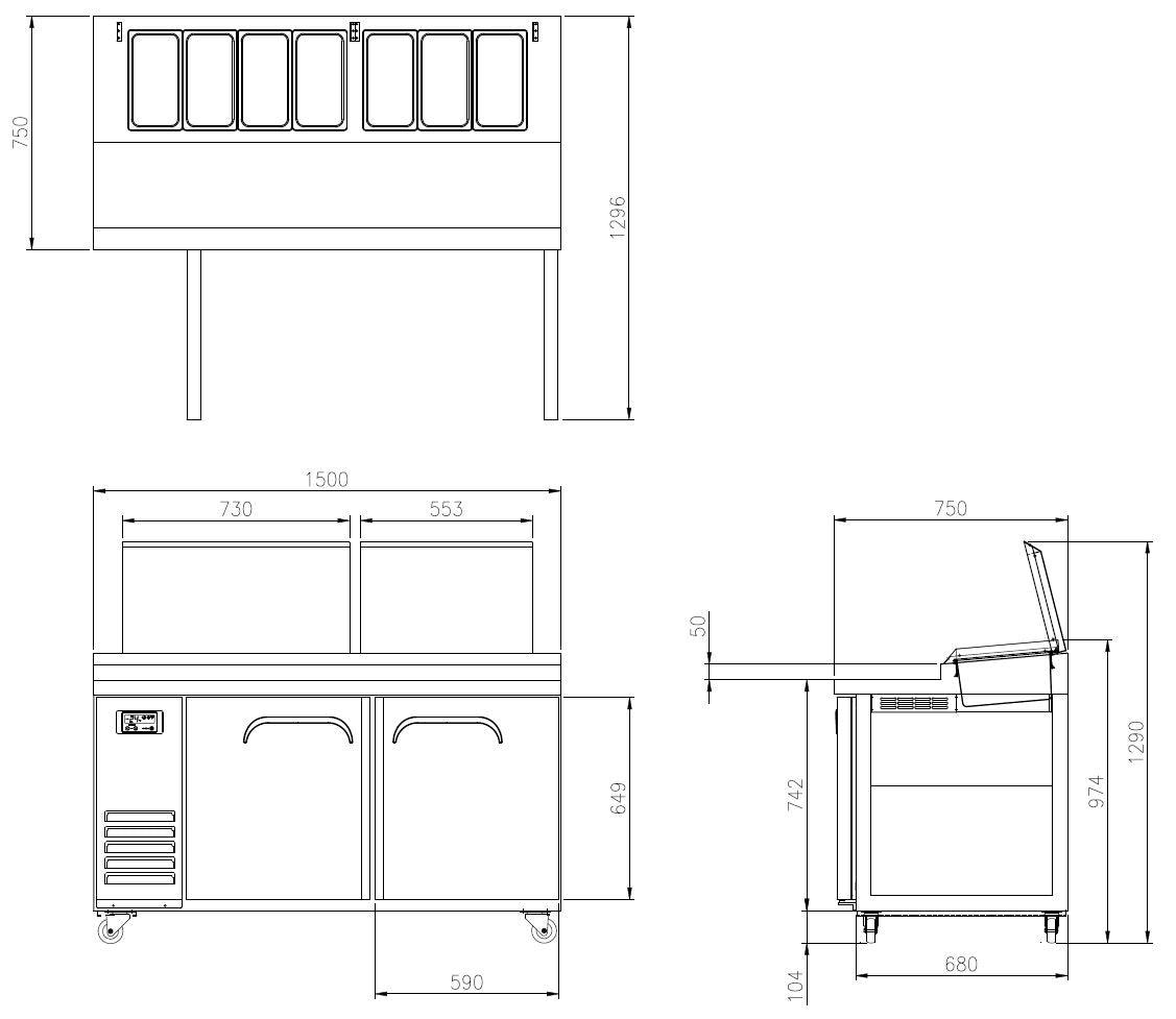 FTT-1500 Narrow Pizza Prep Table