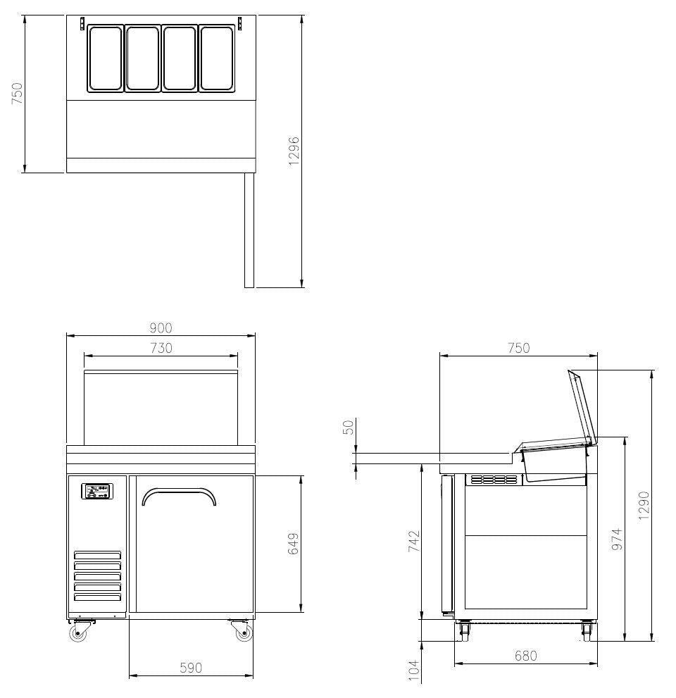 FTT-900 Narrow Pizza Prep Table