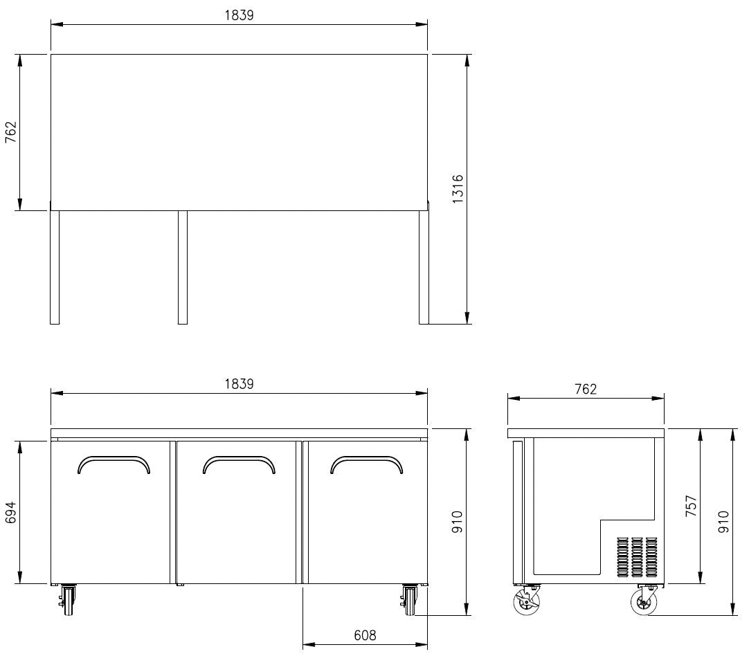 FUR-72* BENCH FRIDGE REAR MOUNT