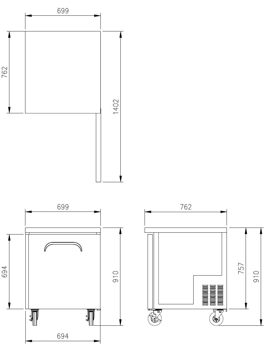 FUF-28* BENCH FREEZER REAR MOUNT
