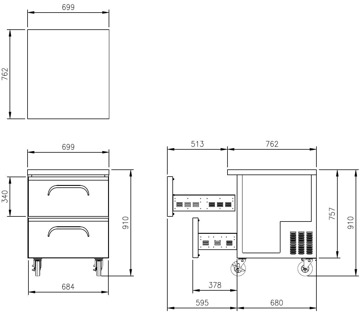 FUF-28-D2 Drawer Freezer Rear Mount