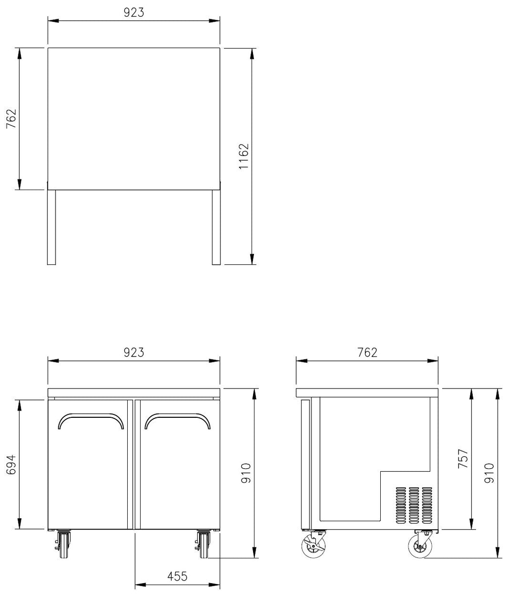 FUR-36* BENCH FRIDGE REAR MOUNT