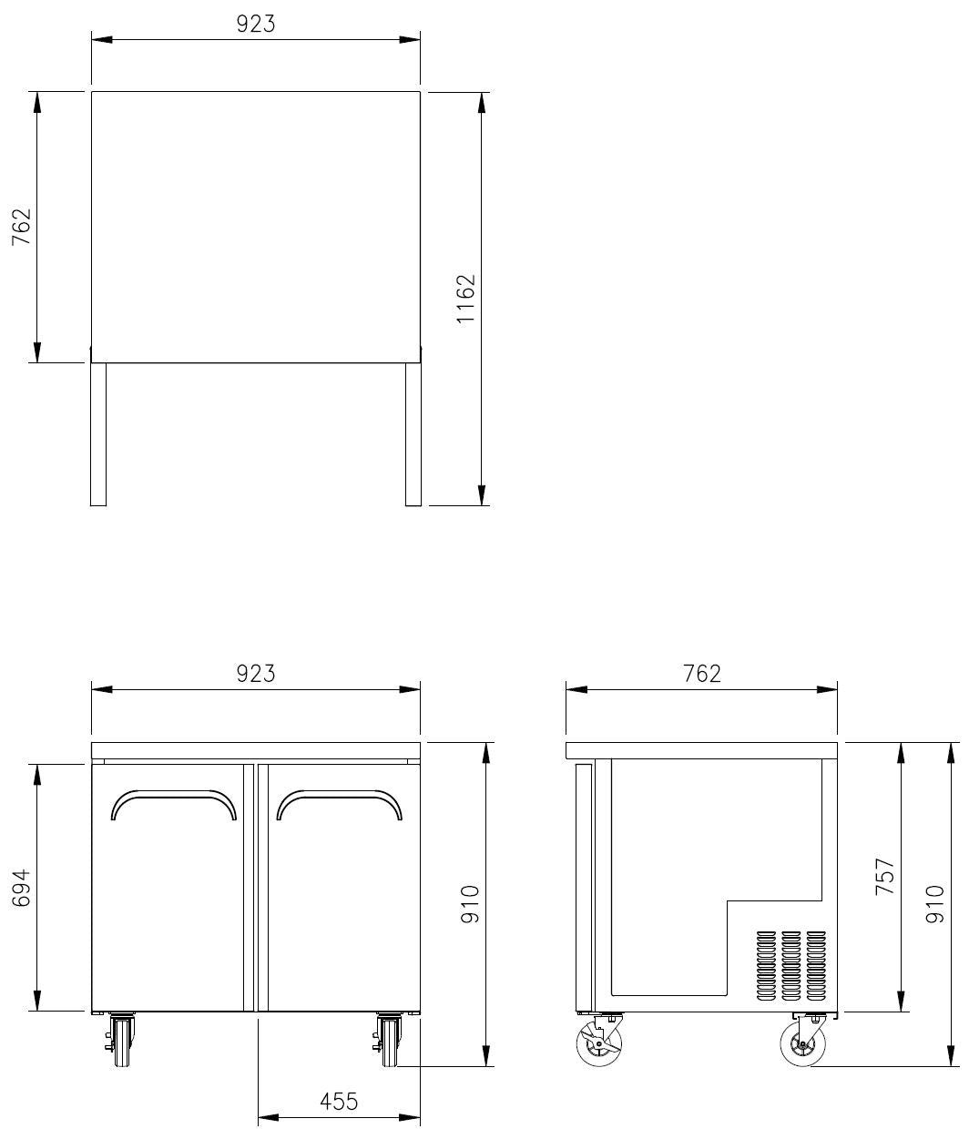 FUF-36* BENCH FREEZER REAR MOUNT