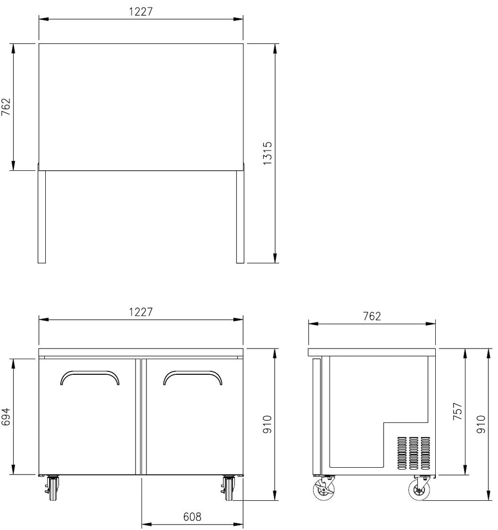 FUR-48* BENCH FRIDGE REAR MOUNT