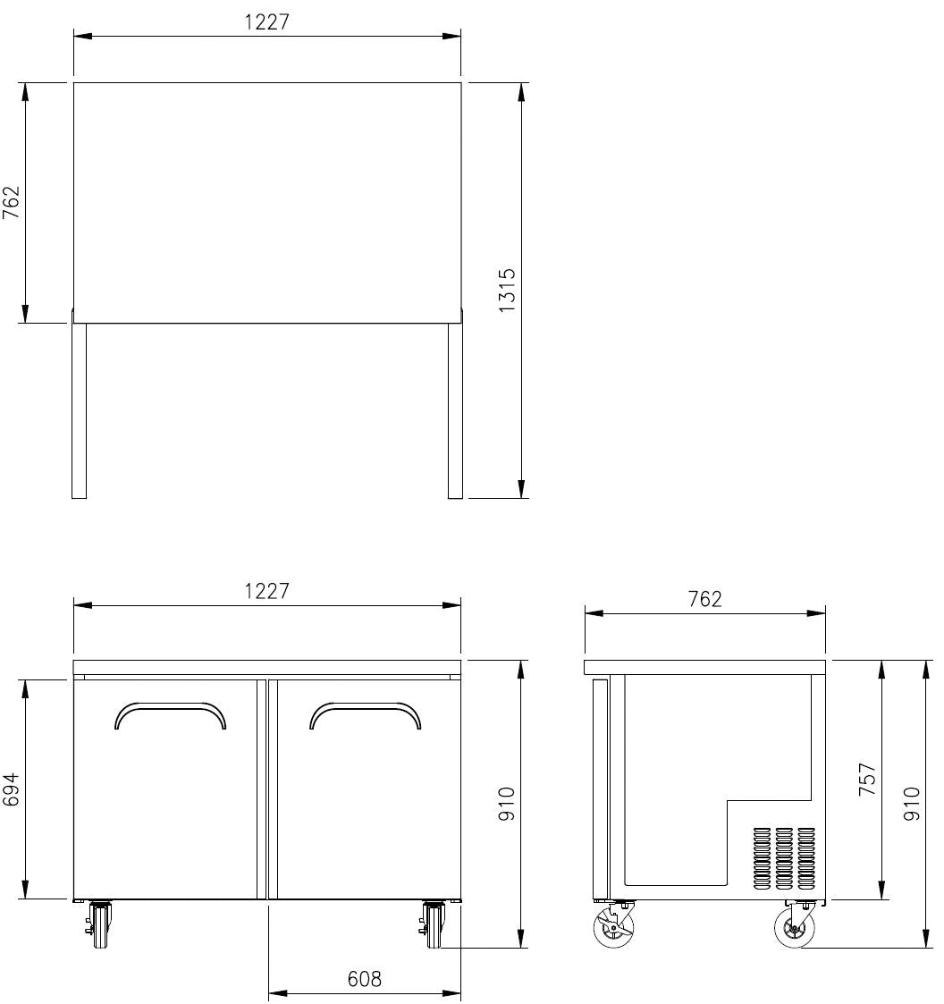 FUF-48* BENCH FREEZER REAR MOUNT