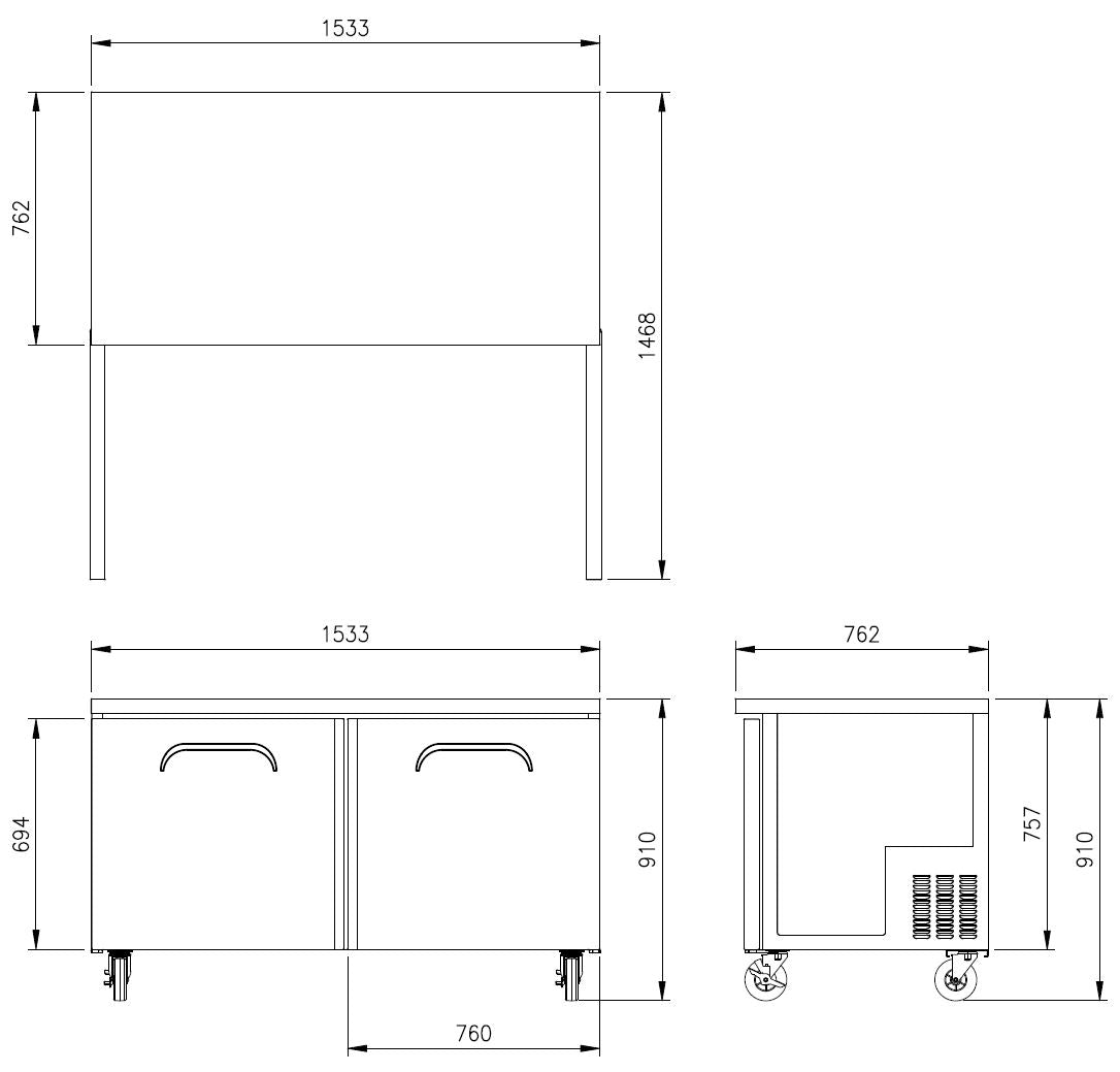 FUF-60* BENCH FREEZER REAR MOUNT