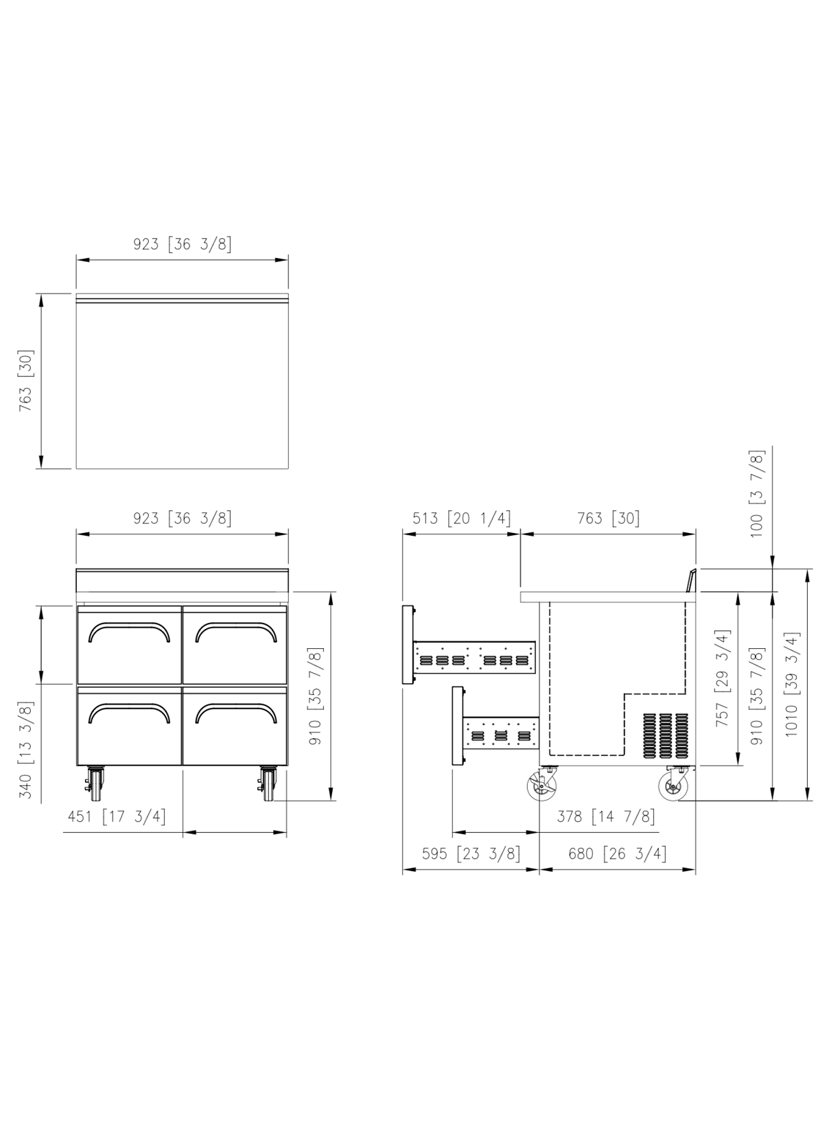 FWR-36-D4 Worktop Refrigerator Drawer with Splashback