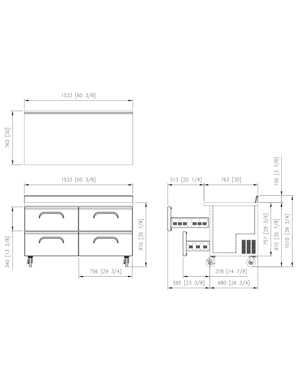 FWR-60-D4 Worktop Refrigerator Drawer with Splashback