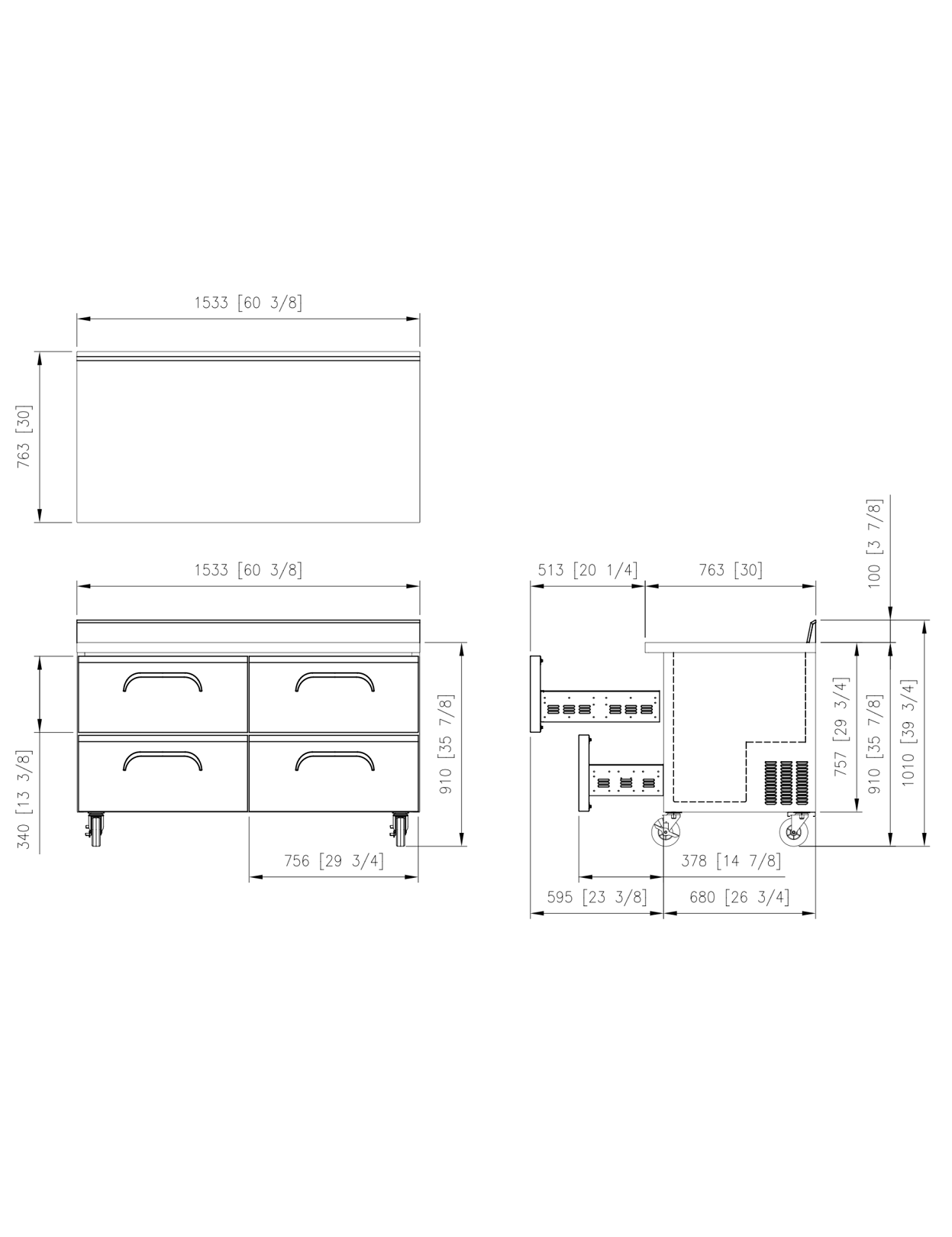 FWR-60-D4 Worktop Refrigerator Drawer with Splashback