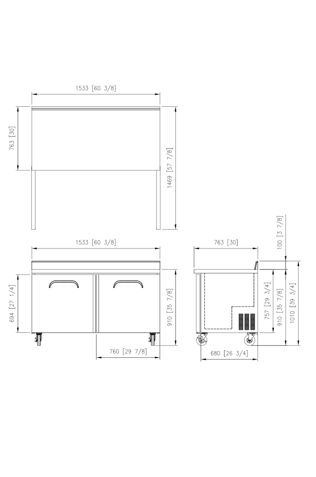FWR-60 Worktop Refrigerator with Splashback