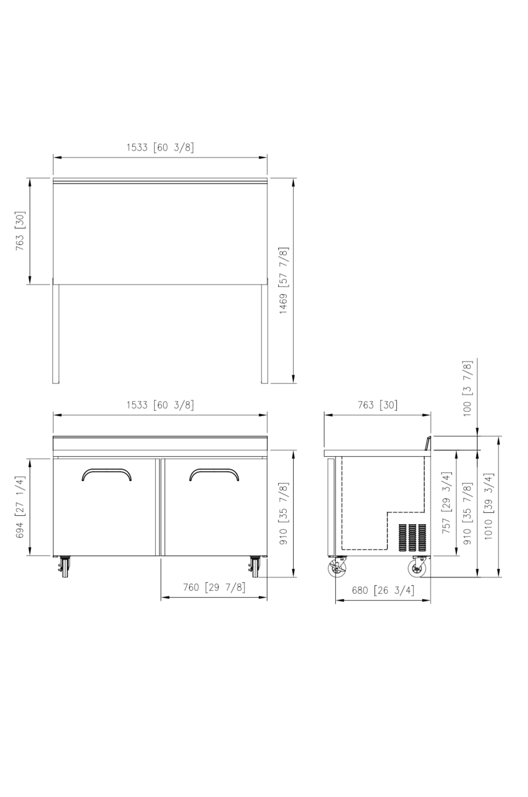 FWR-60 Worktop Refrigerator with Splashback